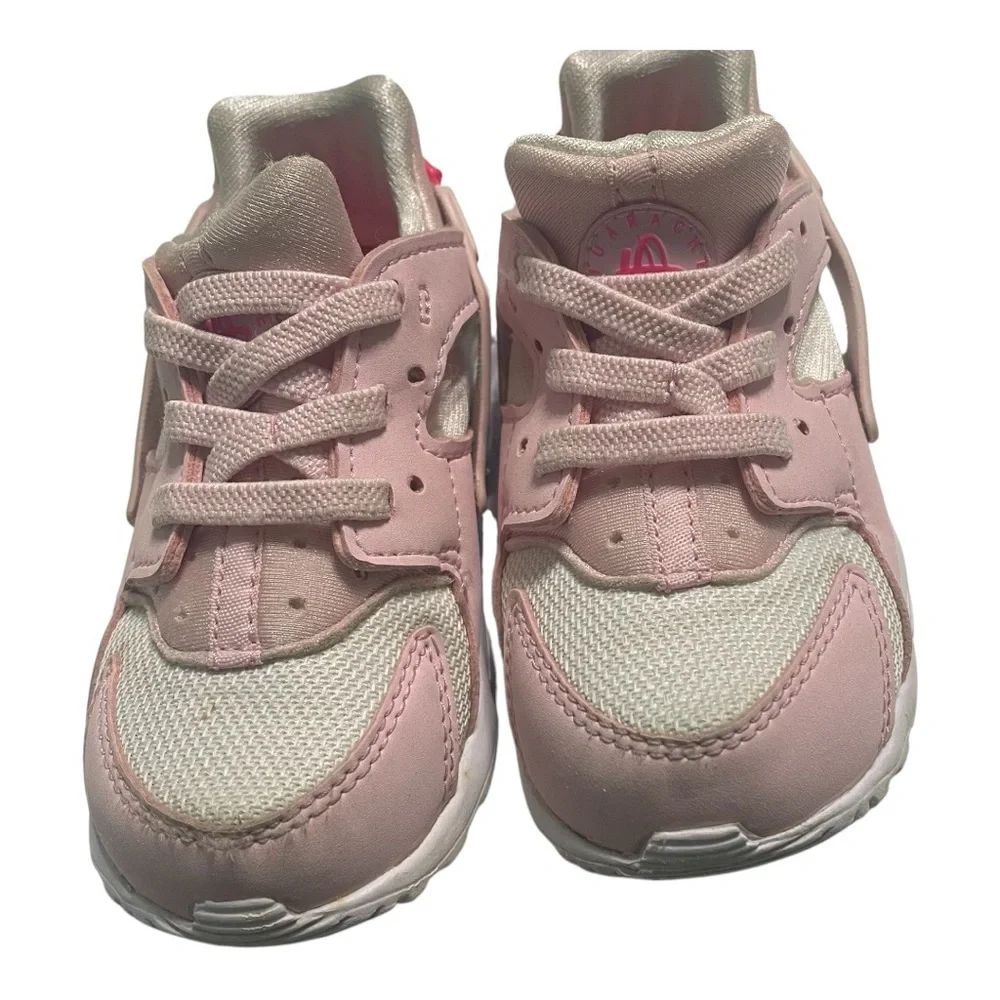 Nike huarache toddler girl sneakers size 7C pink/white slip on bungee type - Picture 3 of 11
